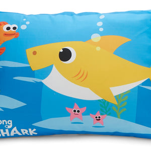 NoJo Baby Shark 4 Piece Toddler Bed Set - Includes Comforter, Fitted Bottom Sheet, Flat Top Sheet, Reversible Pillowcase