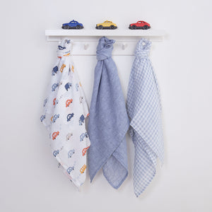 mini by Motherhood - Tiny Cruisers 3 Pack Muslin Swaddle Blankets