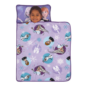 Disney Frozen Winter Cheer Lavender, Aqua, Green and White, Anna, Elsa and Olaf Toddler Nap Mat