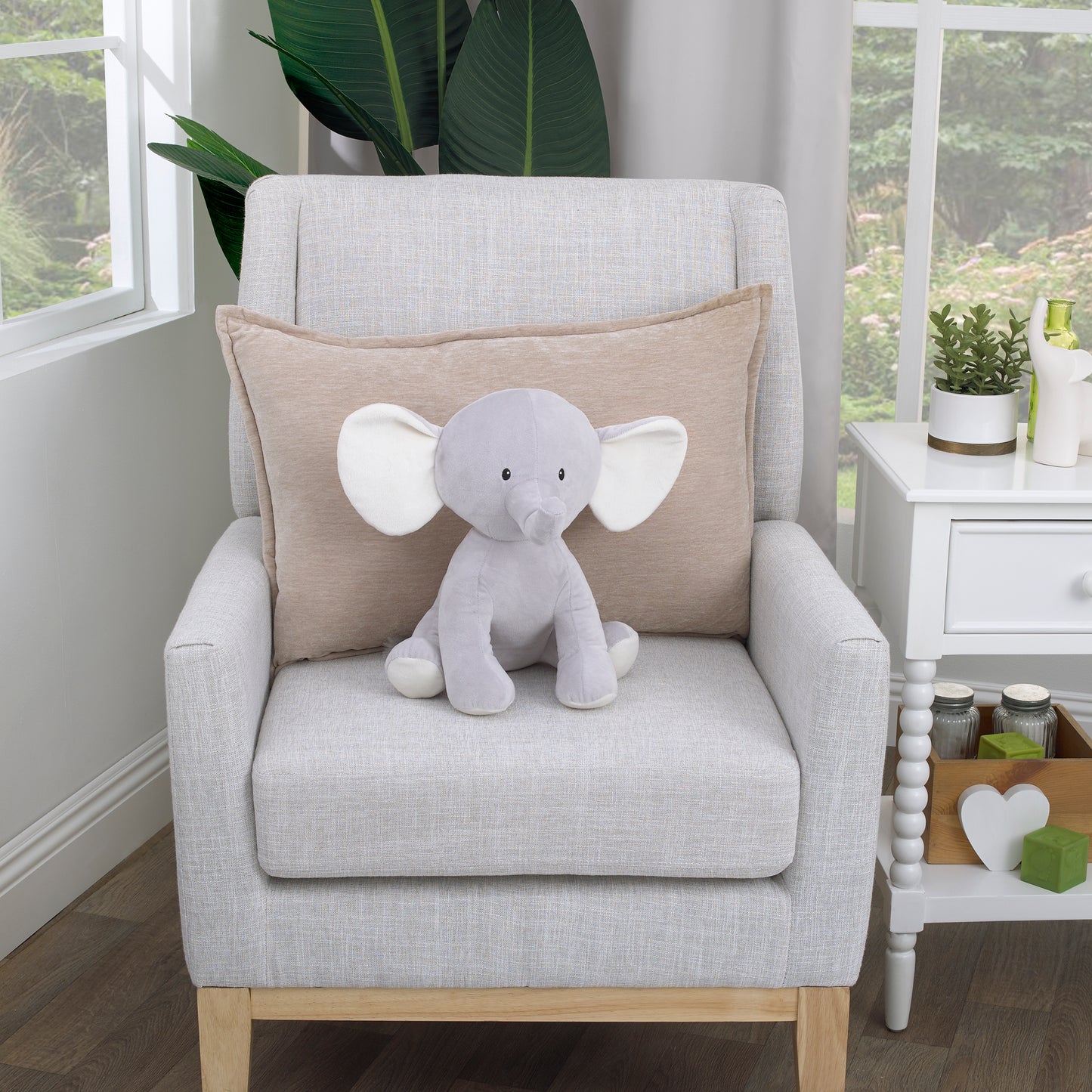 Little Love by NoJo Riley the Elephant Grey and White Super Soft Plush Stuffed Animal with Large Ears
