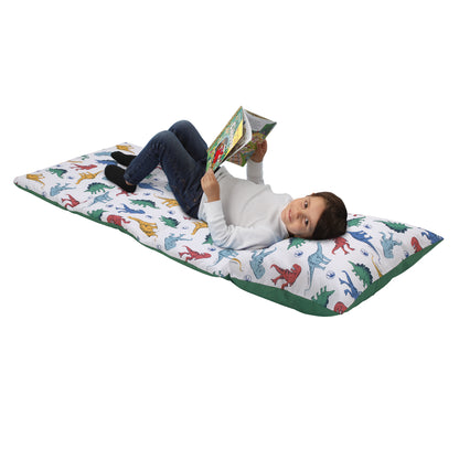 Universal Jurassic World Wild and Free Green, Blue, and Yellow Dinosaur Deluxe Easy Fold Toddler Nap Mat