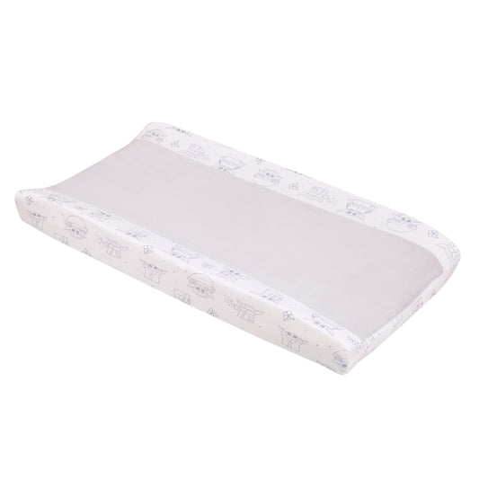 Grogu Cutest in the Galaxy Cream and White Super Soft Contoured Changing Pad Cover
