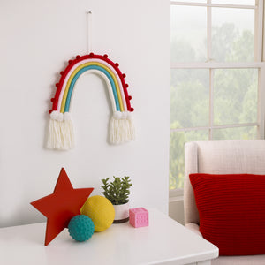 Little Love by NoJo Rainbow Tapestry Red, Pink, Yellow, Blue and White Yarn Wall Decor