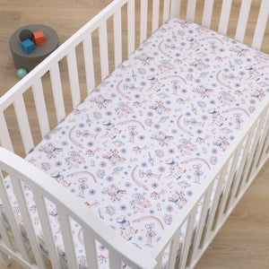 Disney Toy Story Blue, Orange, and White, Woody, Buzz, and Jessie Super Soft Nursery Fitted Crib Sheet