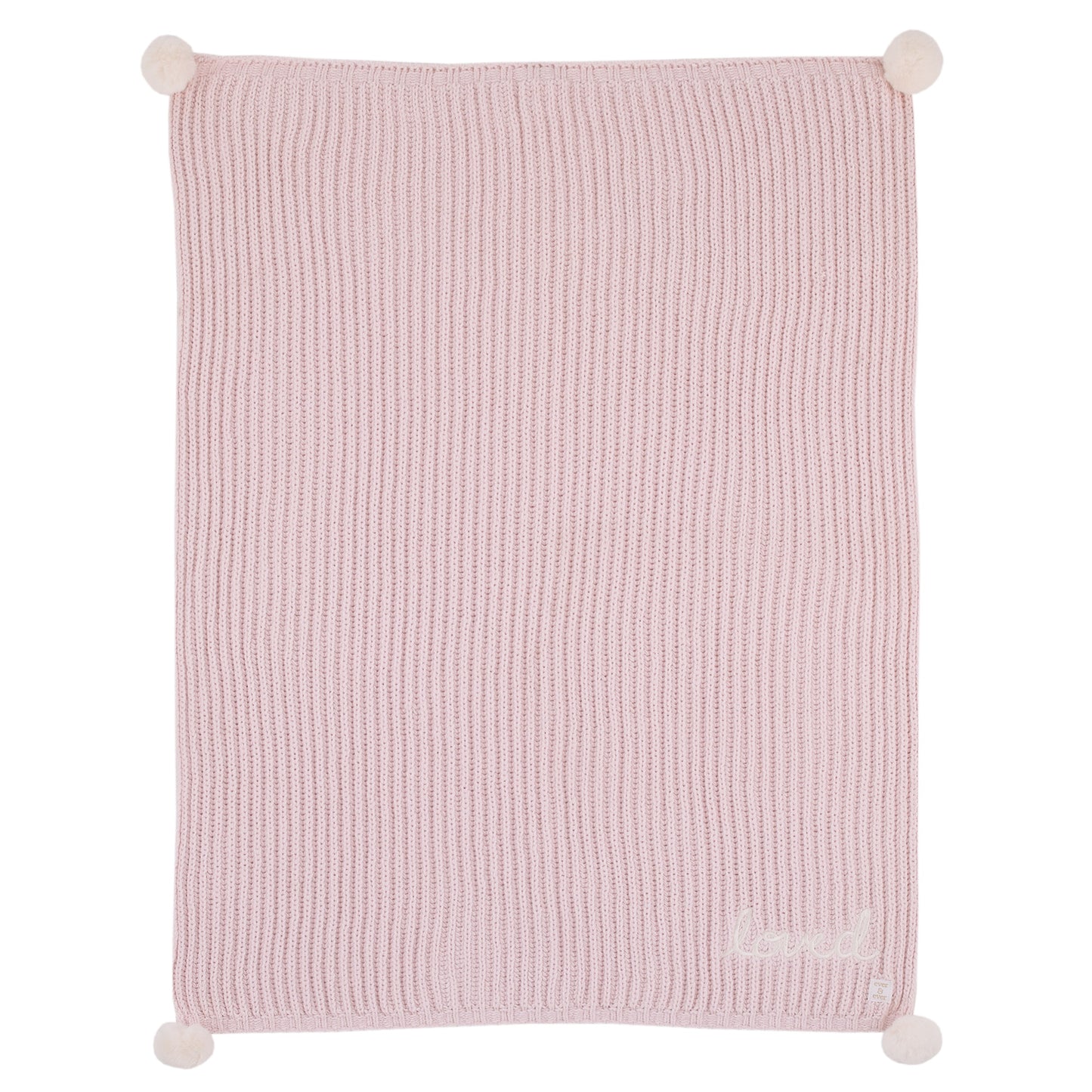 NoJo Loved Pink Chenille Super Soft Pom Pom Baby Blanket with Embroidery