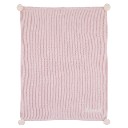 NoJo Loved Pink Chenille Super Soft Pom Pom Baby Blanket with Embroidery