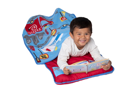 NoJo Rescue Team First Responders Toddler Nap Mat - Includes Attached Pillow and Fleece Blanket