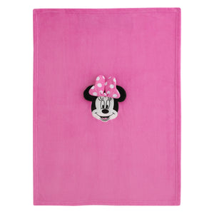 Disney Let's Party Pink, Black and White Minnie Mouse Character Shaped Toddler Blanket