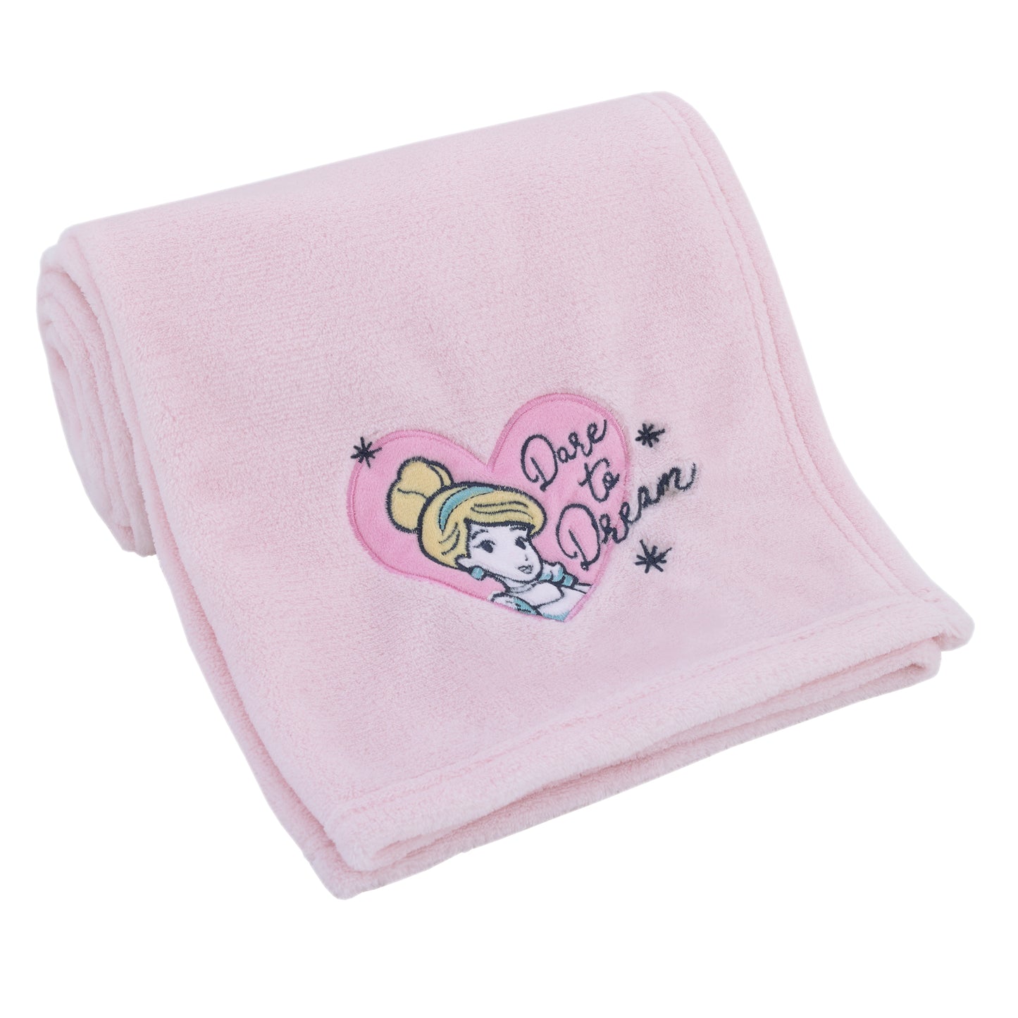 Disney Princess - Dare to Dream Super Soft Pink Heart Cinderella Coral Fleece Baby Blanket