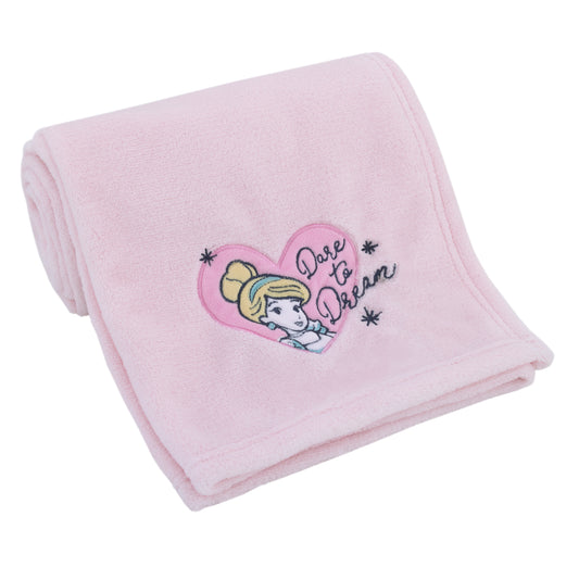 Princess - Dare to Dream Super Soft Pink Heart Cinderella Coral Fleece Baby Blanket