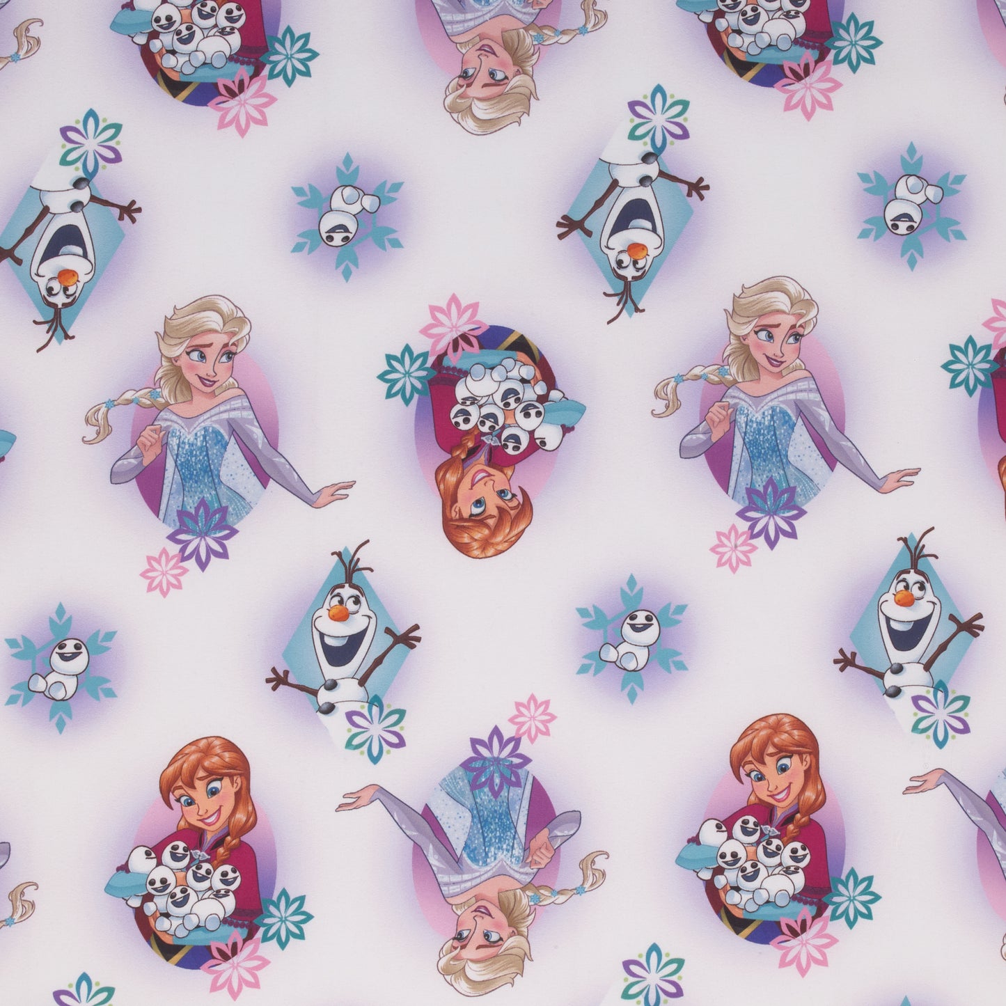 NoJo Disney Frozen Elsa, Anna, and Olaf Fitted Toddler Sheet, Blue, Purple, and White