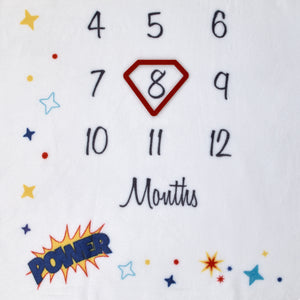 Superman White and Red Power, Icon, and Stars Milestone Baby Blanket