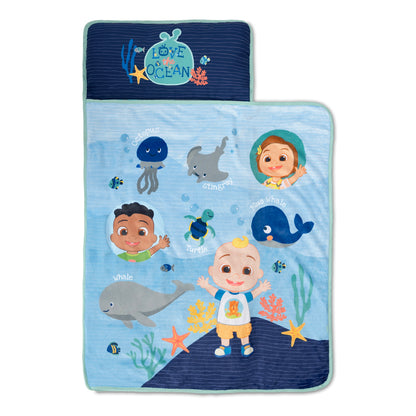 NoJo CoComelon "Love The Ocean" Toddler Nap Mat, Blue