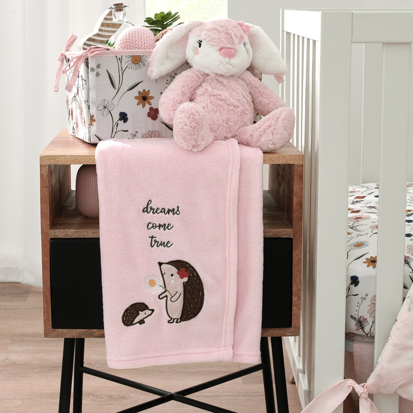 NoJo Keep Blooming Pink and Brown Super Soft Hedgehog 'Dreams Come True' Baby Blanket