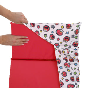 Sesame Street Elmo, Red, Blue, Yellow, Green and White with Stars Super Soft Preschool Nap Pad Sheet