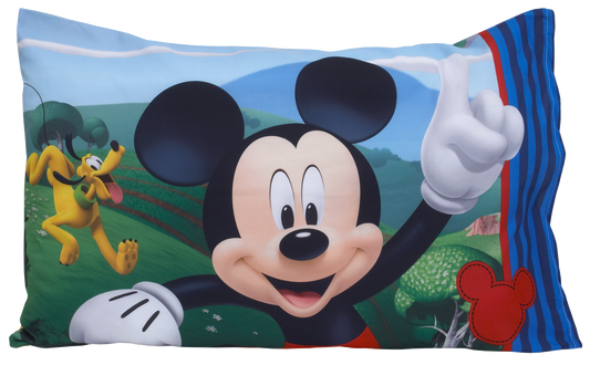 Disney Mickey Mouse - Blue, Red, Yellow 2 Piece Toddler Sheet Set with Fitted Crib Sheet and Pillowcase
