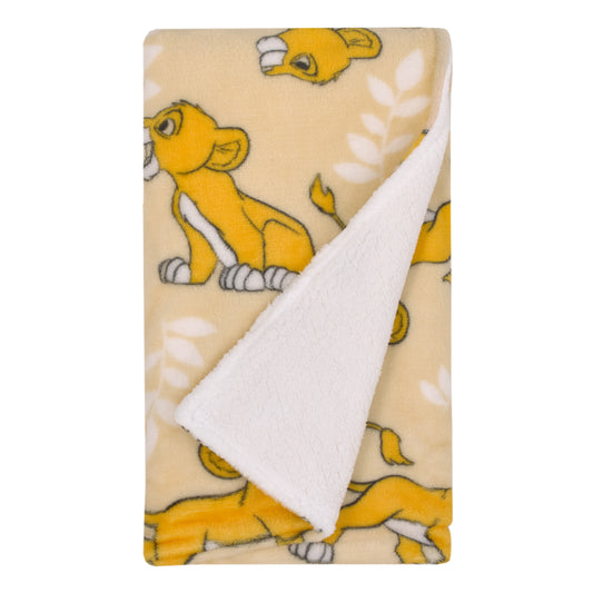 Disney Lion King Tan, Beige and White Simba Super Soft Sherpa Baby Blanket