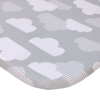 Skip Hop Cozy-Up 2-in-1 Bedside Sleeper Grey and White Clouds 100% Cotton Fitted Bassinet Sheet