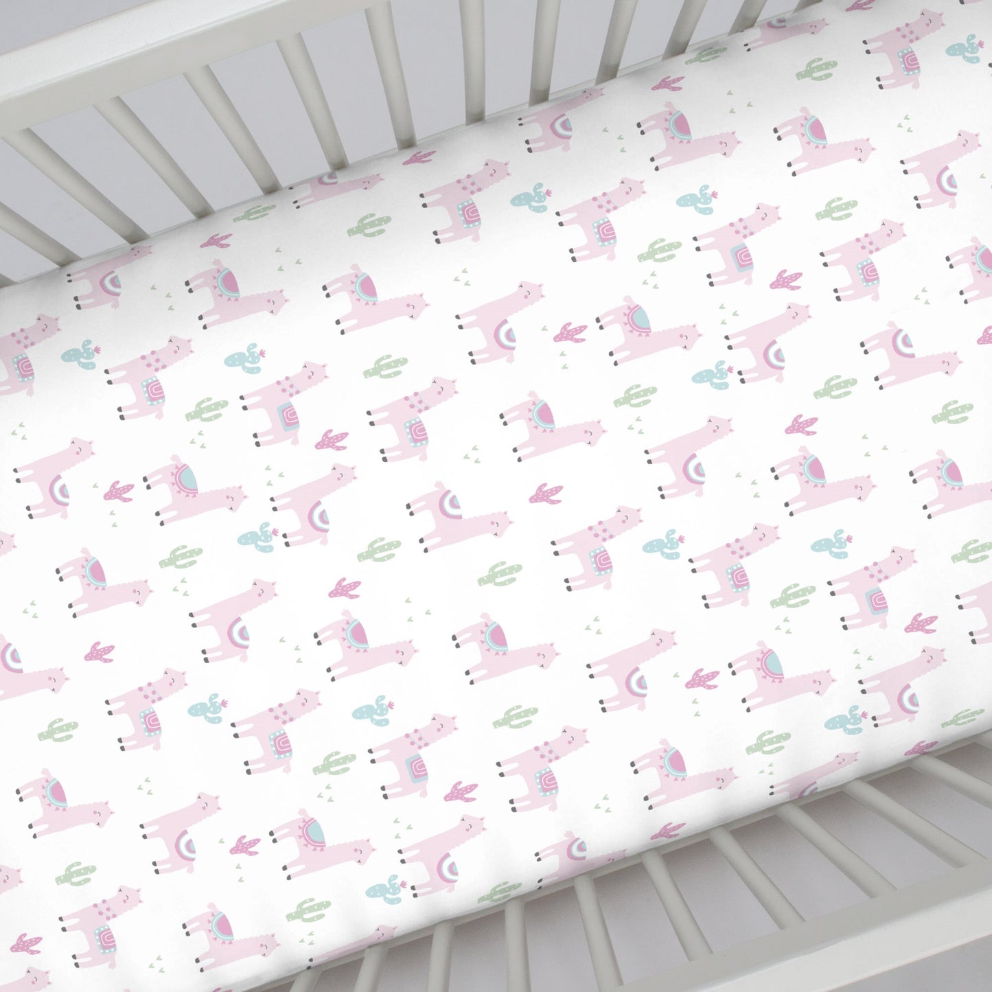 NoJo Super Soft Pink Llama Nursery Crib Fitted Sheet