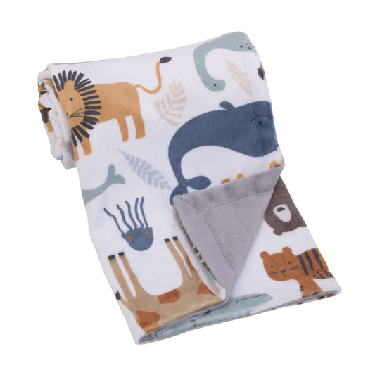 NoJo Zoo Animals Multi Character Super Soft Baby Blanket
