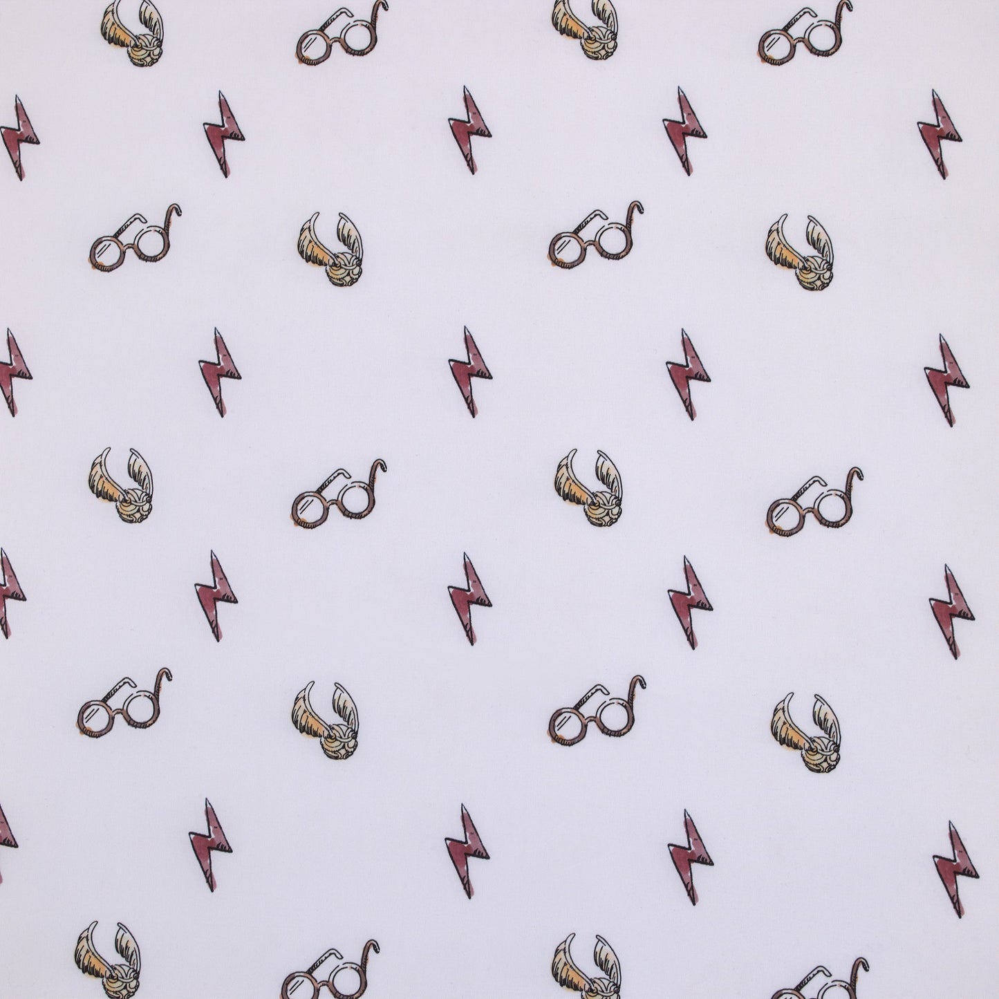 Warner Brothers Harry Potter White, Red, and Gold Lightning Bolt, Golden Snitch and Glasses Nursery Fitted Mini Crib Sheet