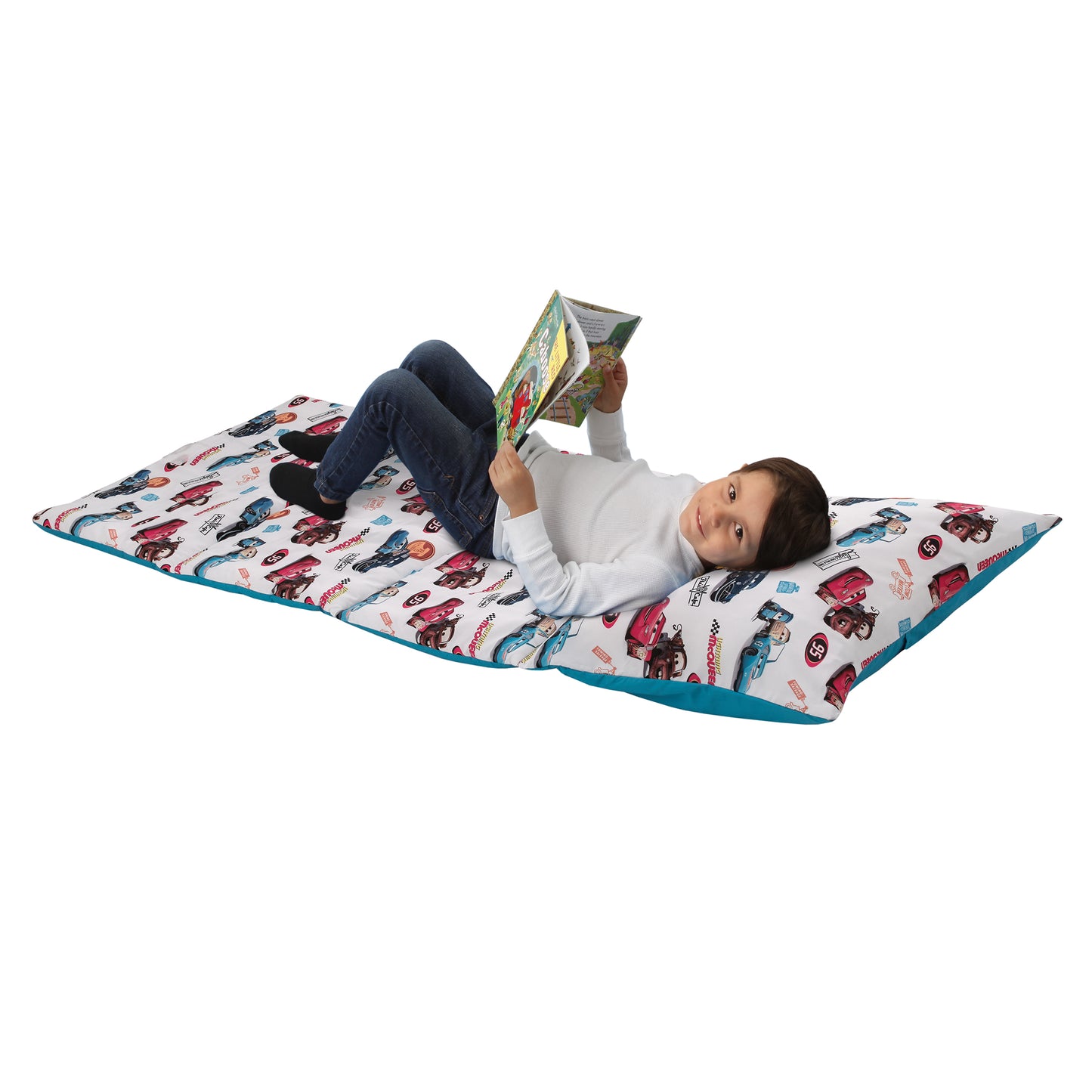 Disney Cars Radiator Springs White, Blue, and Red Lightning McQueen and Tow-Mater Deluxe Easy Fold Toddler Nap Mat