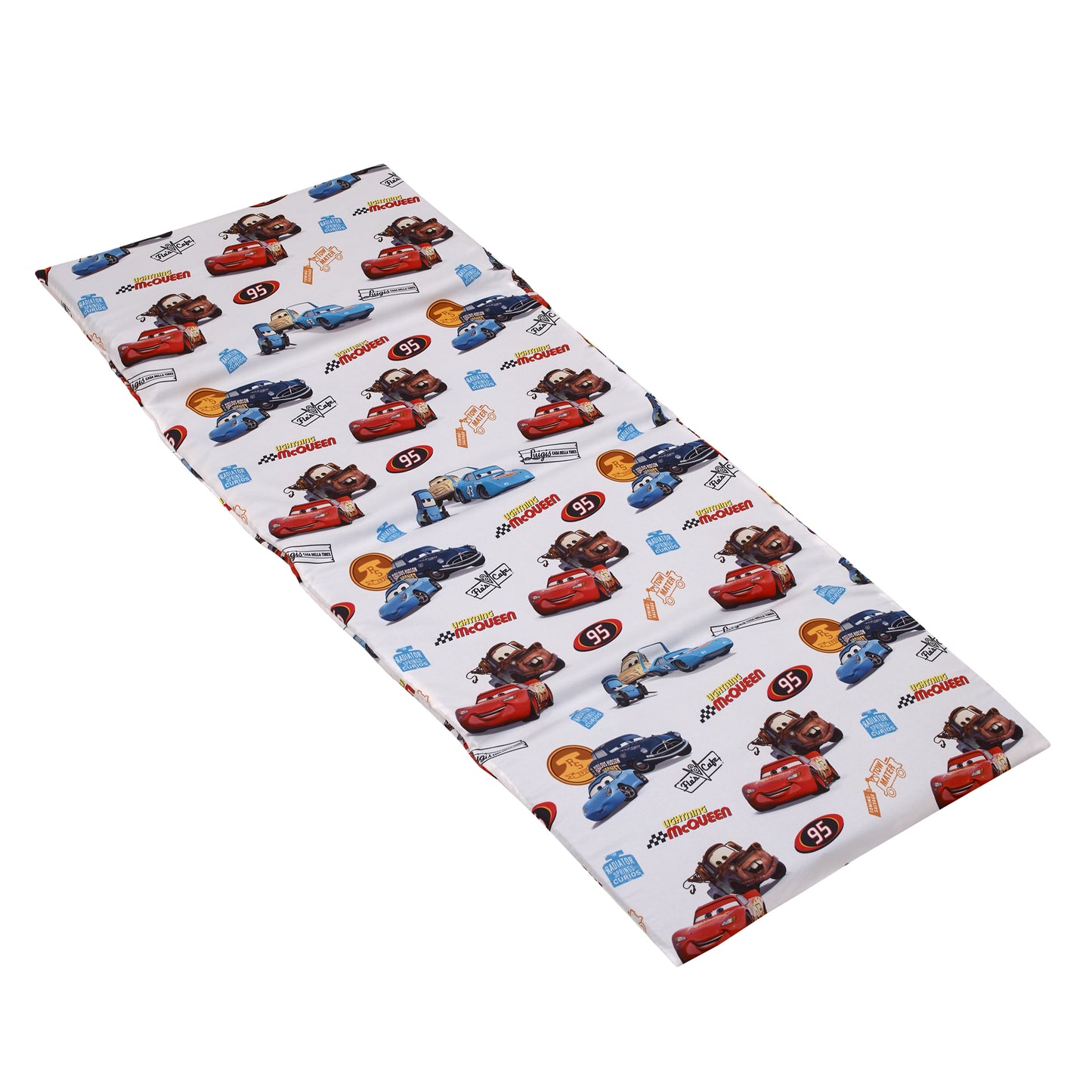 Disney Cars Radiator Springs White, Blue, and Red Lightning McQueen and Tow-Mater Preschool Nap Pad Sheet