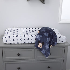 Disney Mickey Mouse Hello World Star/Icon Super Soft Double Sided Velour/Sherpa Baby Blanket