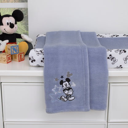 Disney Mickey Mouse - Timeless Mickey Baby Blue Super Soft Coral Fleece Baby Star Blanket