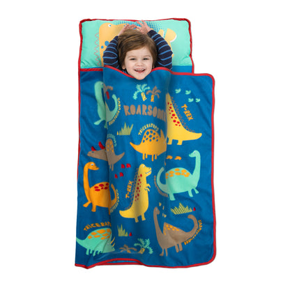 NoJo Dinosaurs Toddler Nap Mat - Includes Attached Pillow and Fleece Blanket