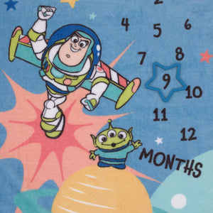 Disney Toy Story Blue, Orange, and Yellow To Infinity and Beyond Super Soft Photo Op Milestone Baby Blanket
