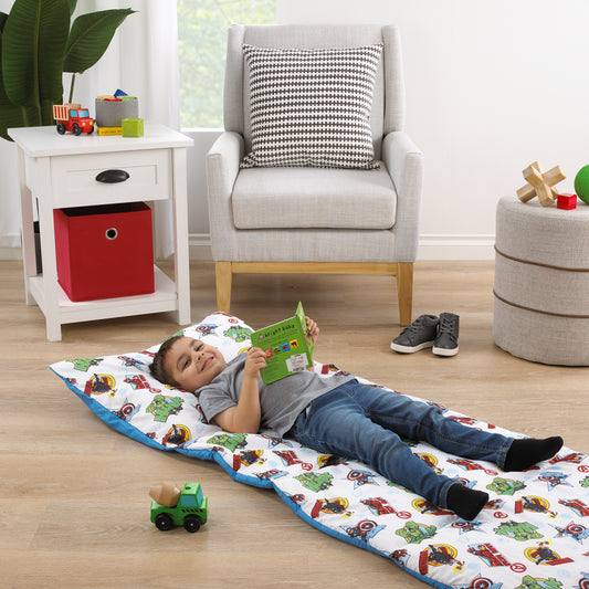 Marvel The Avengers I Am A Hero Blue, Green, Red, and Yellow Deluxe Easy Fold Toddler Nap Mat