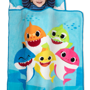 NoJo Baby Shark Toddler Nap Mat - Includes Attached Pillow and Blanket
