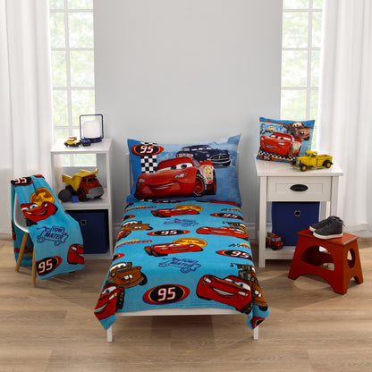 Disney Cars Radiator Springs Blue and Red Lightning McQueen and Tow-Mater Super Soft Toddler Blanket