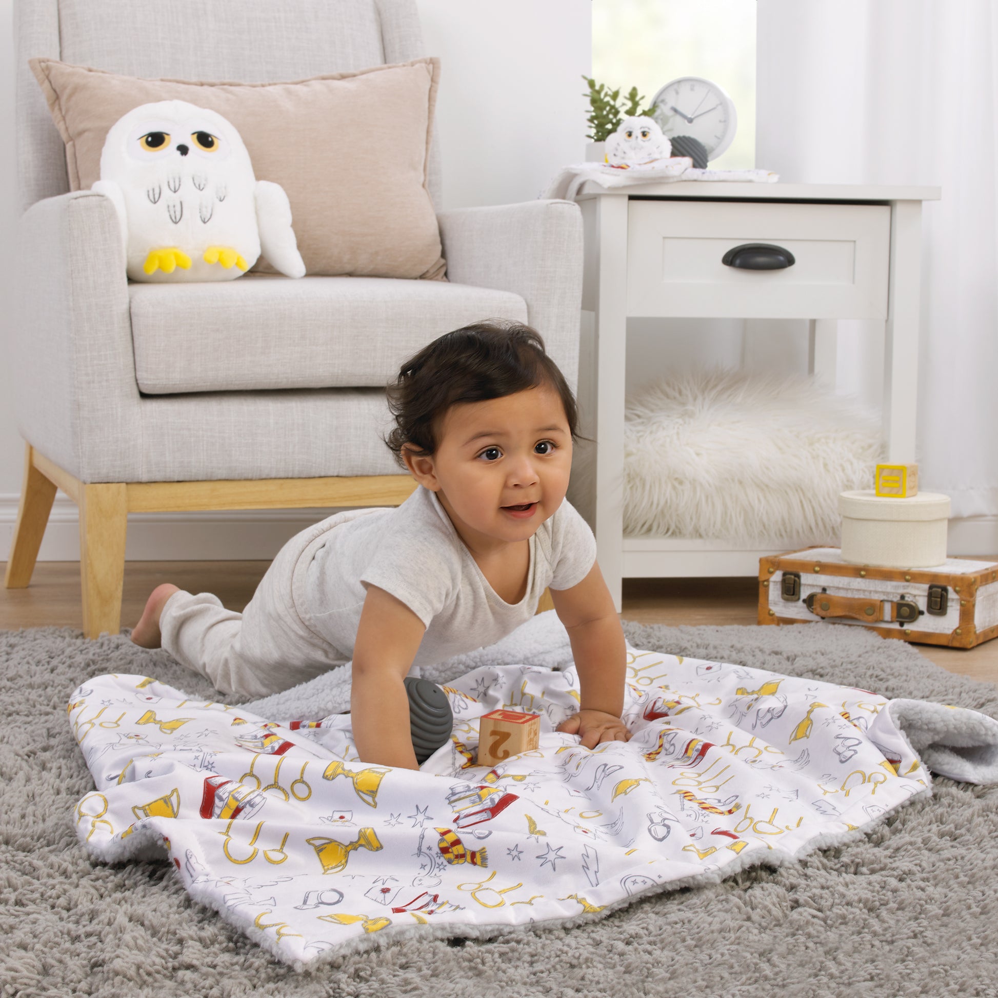 Harry Potter White, Gold, and Red Sherpa Baby Blanket