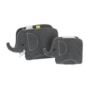 Little Love by NoJo Grey Felt Elephant Shaped Nursery Storage Caddys - 2 Pk