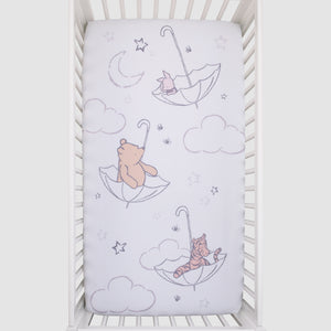Disney Winnie the Pooh - Classic Pooh - Ivory, Tan and White Photo Op Fitted Crib Sheet