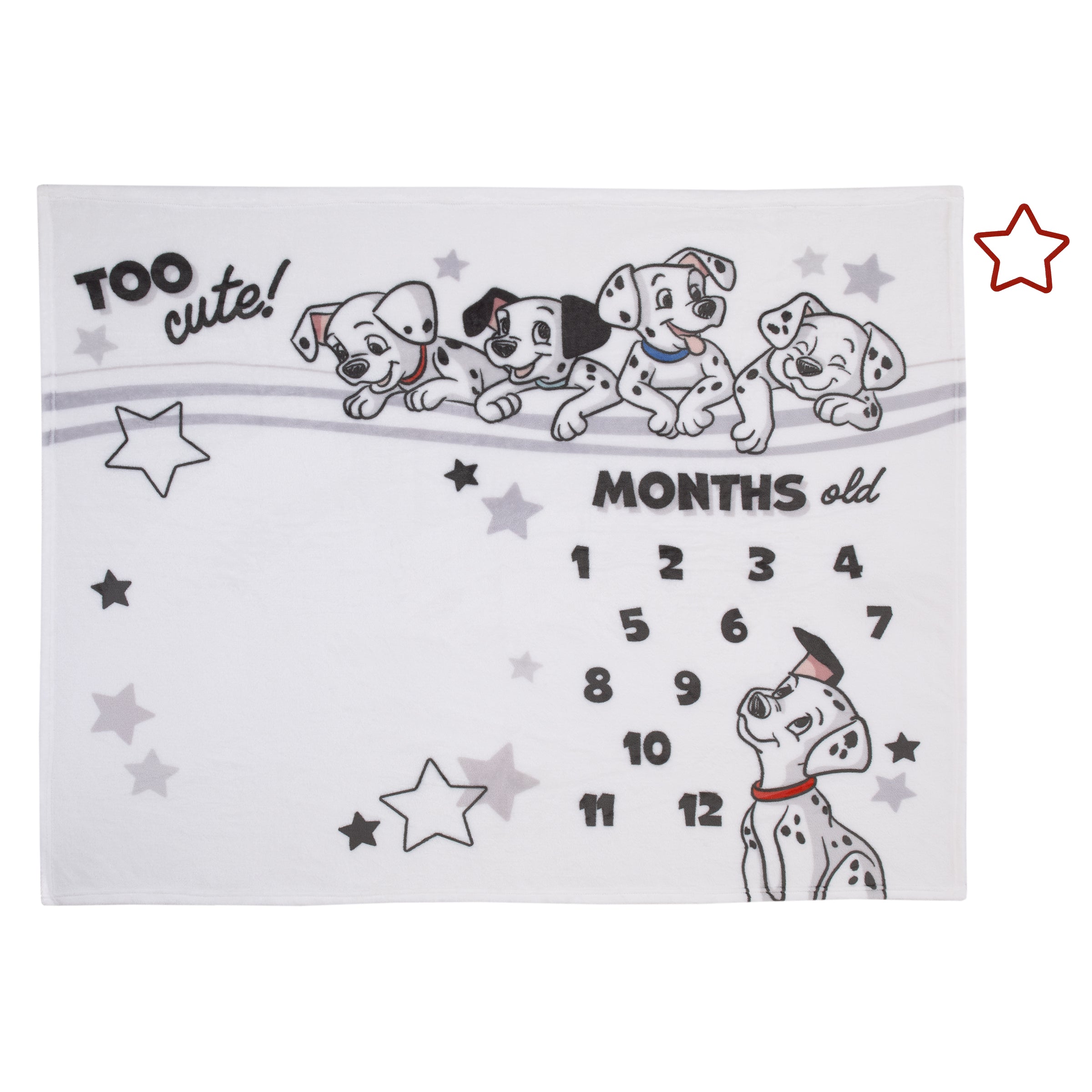 Disney 101 Dalmatians White and Black Too Cute Super Soft Photo Op Milestone Baby Blanket NoJo Baby