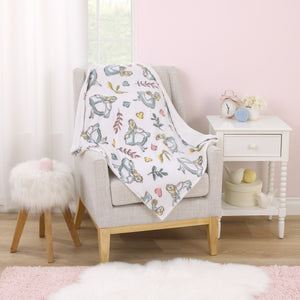 Disney Alice in Wonderland Light Blue, Pink, Yellow, and White Super Soft Plush Sherpa Baby Blanket