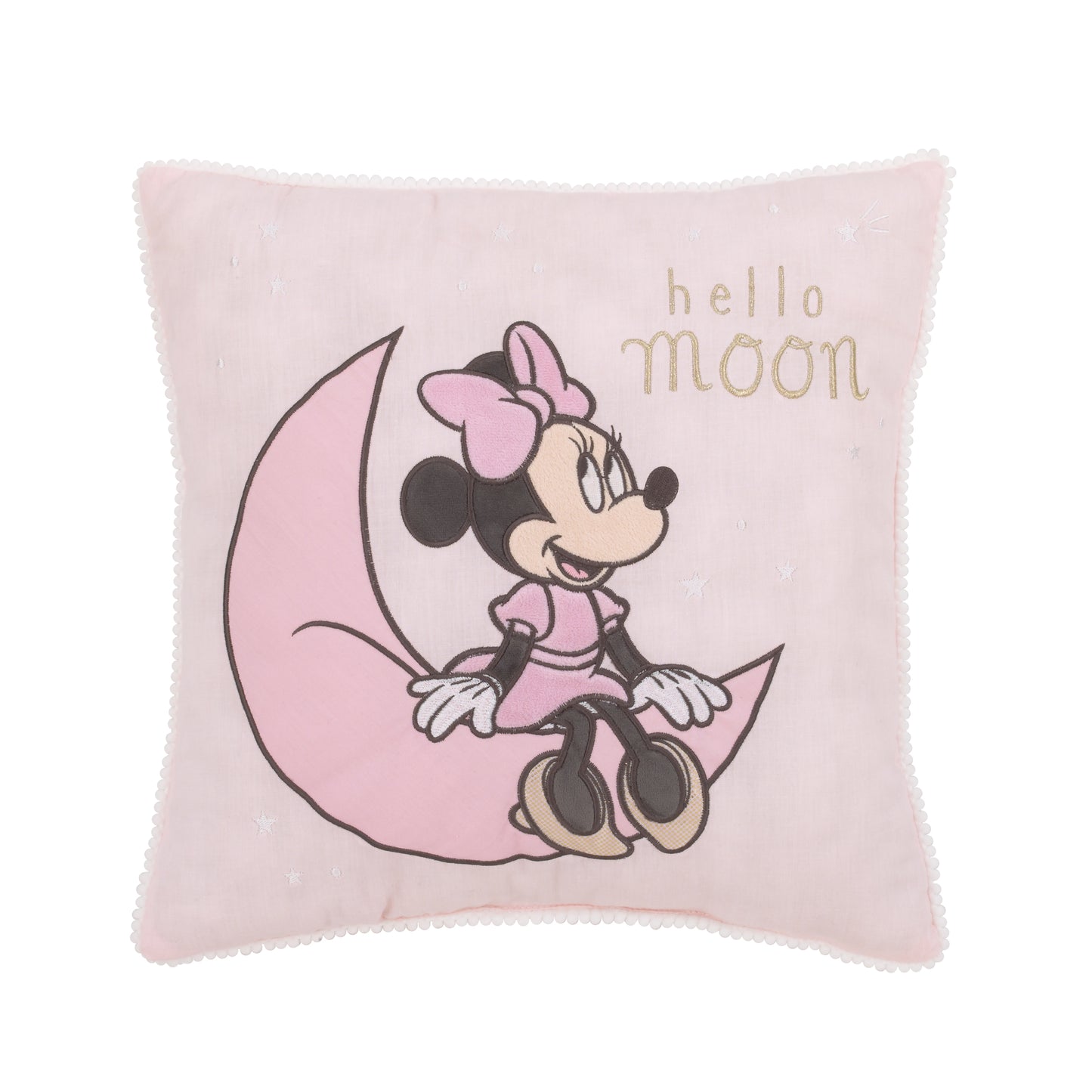 Disney Minnie Mouse Twinkle Twinkle Minnie Pink, White and "Hello Moon" Decorative Pillow