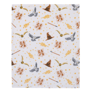 Warner Bros  Harry Potter White, Gold, and Tan Super Soft Plush Baby Blanket