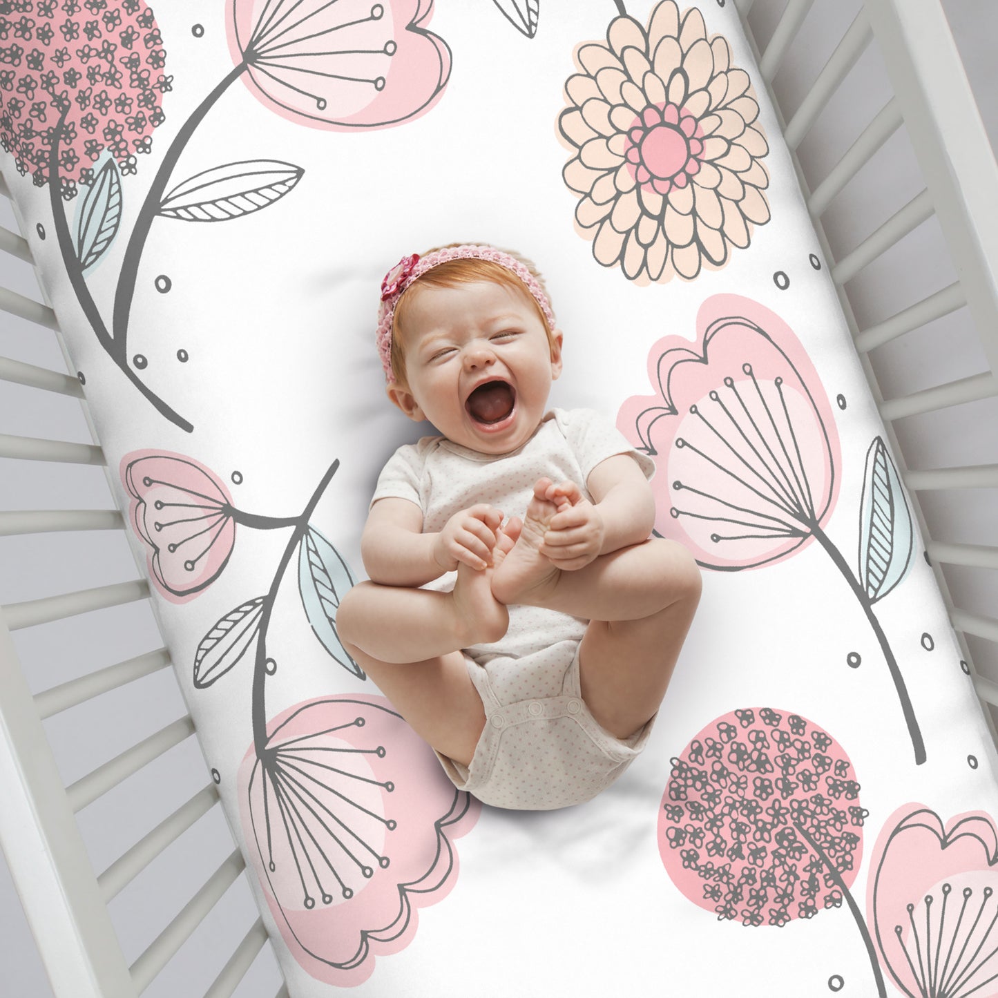 NoJo - Photo-Op 100% Cotton Fitted Crib Sheet, Floral