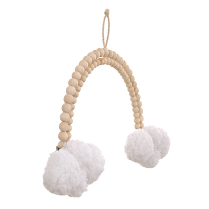 Little Love by NoJo Rainbow and Clouds Natural Wooden Beads and White Chenille Clouds Nursery Wall Decor