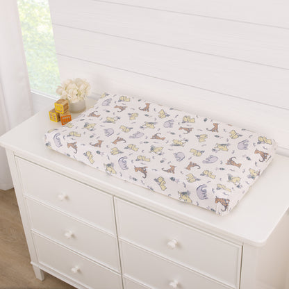 Disney Classic Pooh Naturally Friends Ivory and Taupe Piglet, Eeyore, and Tigger Contoured Changing Pad Cover