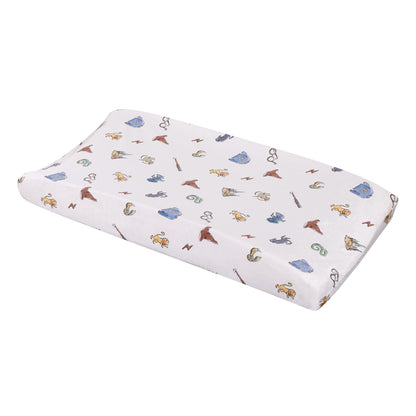 Warner Brothers Harry Potter Welcome Little Wizard Navy, Burgundy, Blue, and White Super Soft Contoured Changing Pad Cover