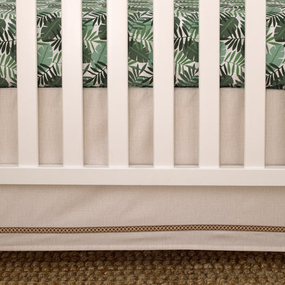 NoJo Jungle Paradise Green and White Palm Leaf 100% Cotton Fitted Crib Sheet