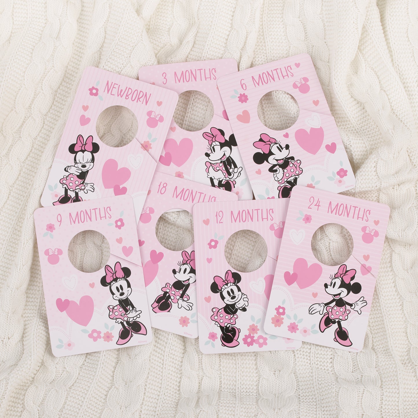 Disney Minnie Mouse Pink, Black, and White Nursery Baby Closet Dividers - Set of 7 Newborn to 24 Months