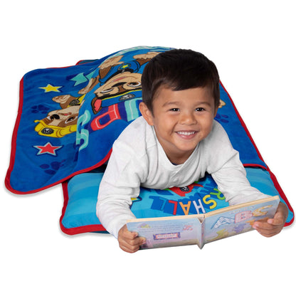 NoJo Paw Patrol Pups Rule Toddler Nap Mat - Includes Attached Pillow and Fleece Blanket