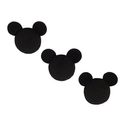 Disney Mickey Mouse Shaped Black Plush 3 Piece Wall Décor