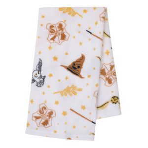 Warner Bros  Harry Potter White, Gold, and Tan Super Soft Plush Baby Blanket